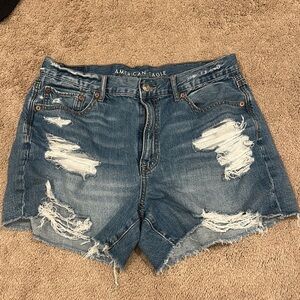 American Eagle Outfitters Blue Distressed Jean Shorts